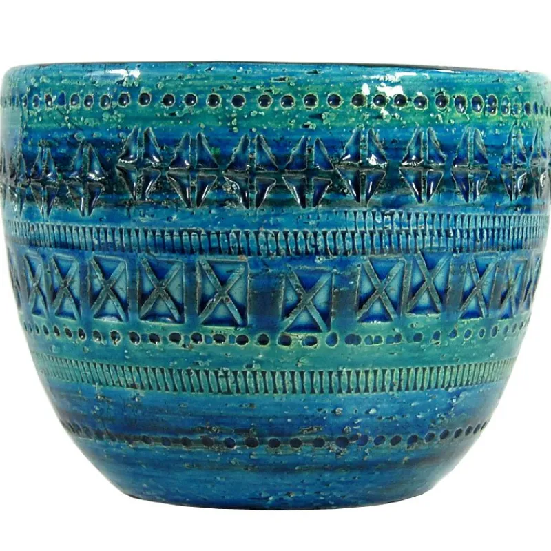 Pamono Rimini Blue Flower Pot by Aldo Londi for Bitossi, 1960s> Garden Accessories