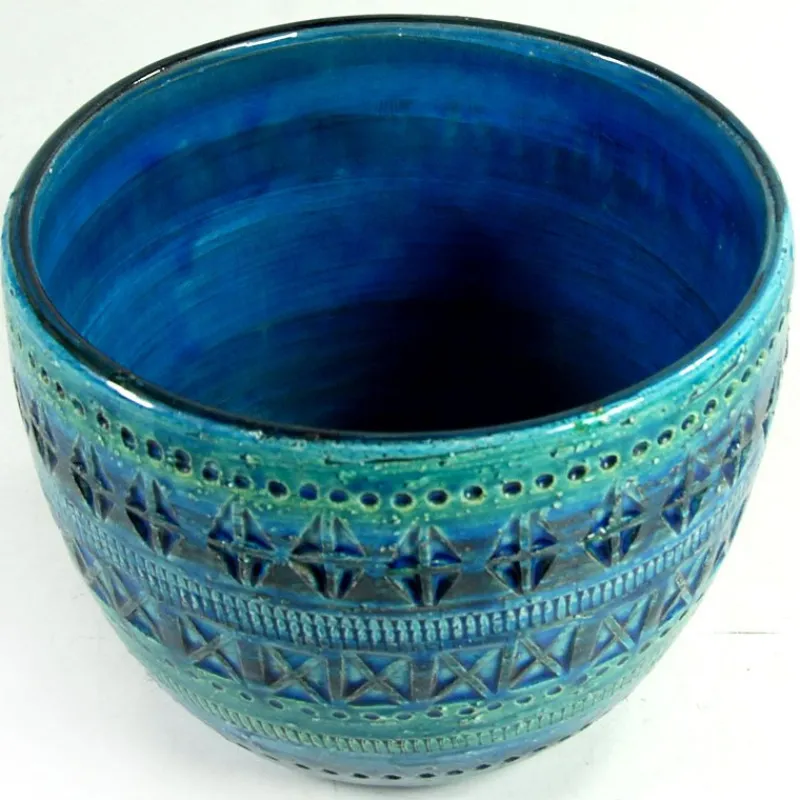 Pamono Rimini Blue Flower Pot by Aldo Londi for Bitossi, 1960s> Garden Accessories