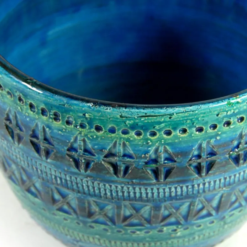 Pamono Rimini Blue Flower Pot by Aldo Londi for Bitossi, 1960s> Garden Accessories