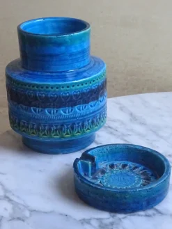 Pamono Rimini Blue Vase from Bitossi, 1960s><noscript><img width=