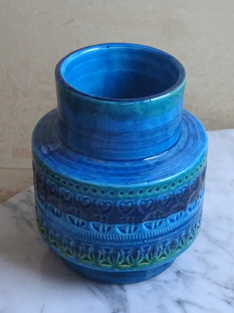 Pamono Rimini Blue Vase from Bitossi, 1960s> Vases