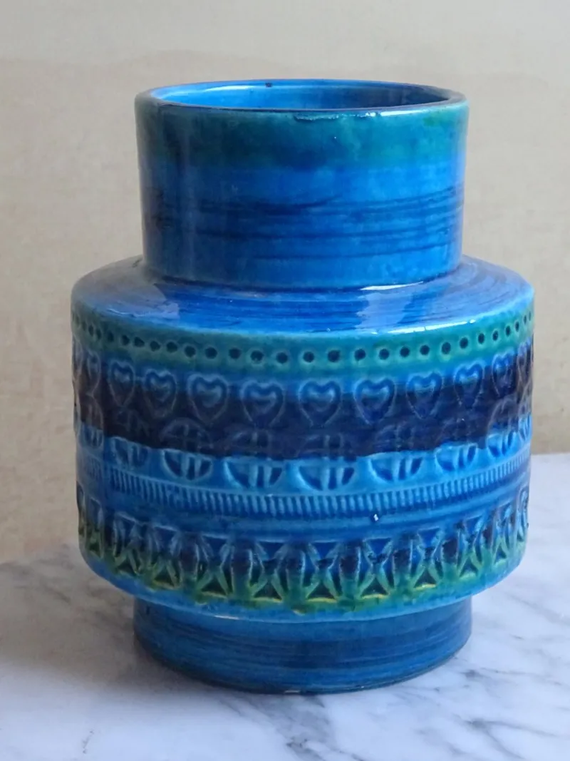 Pamono Rimini Blue Vase from Bitossi, 1960s> Vases