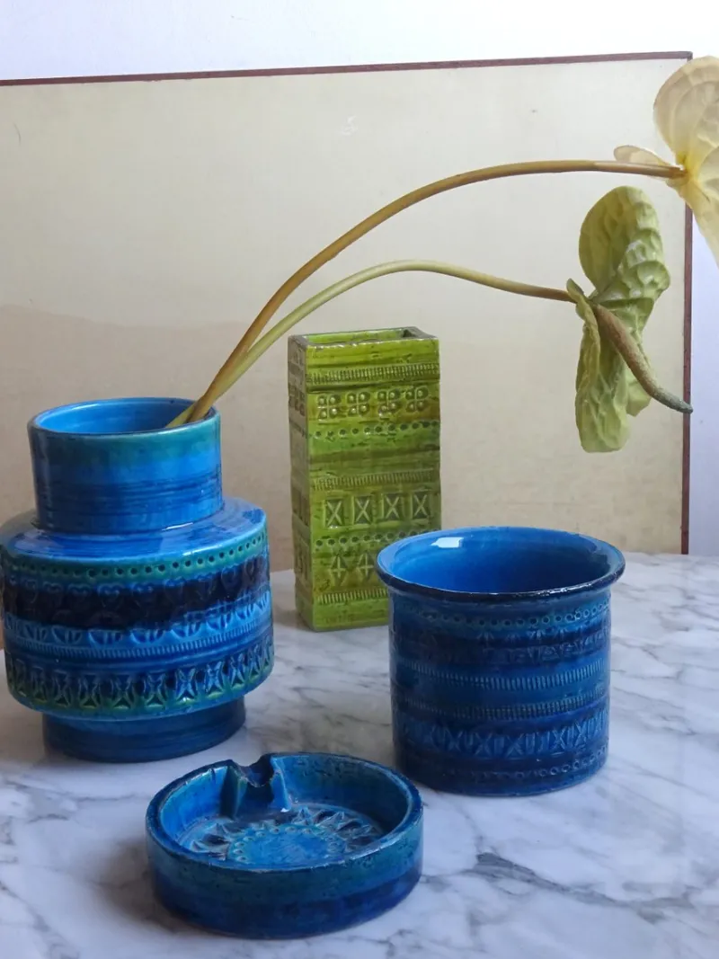 Pamono Rimini Blue Vase from Bitossi, 1960s> Vases