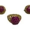 Pamono Ring and Earrings in 18 Karat Yellow Gold with Rubies, 1970s, Set of 3> Rings