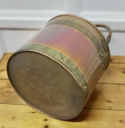 Pamono Riveted Copper and Brass Coal Bucket, 1920s><noscript><img width=