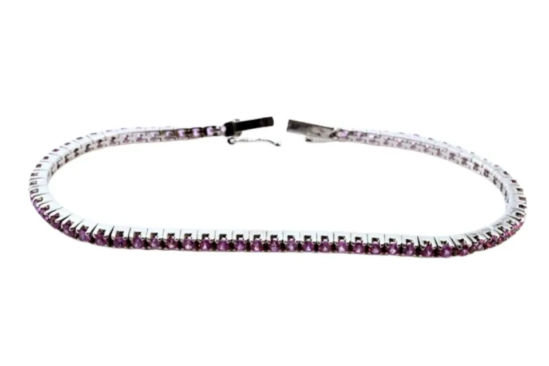 Pamono Rivière Bracelet in White Gold with Calibrated Synthetic Rubies> Bracelets