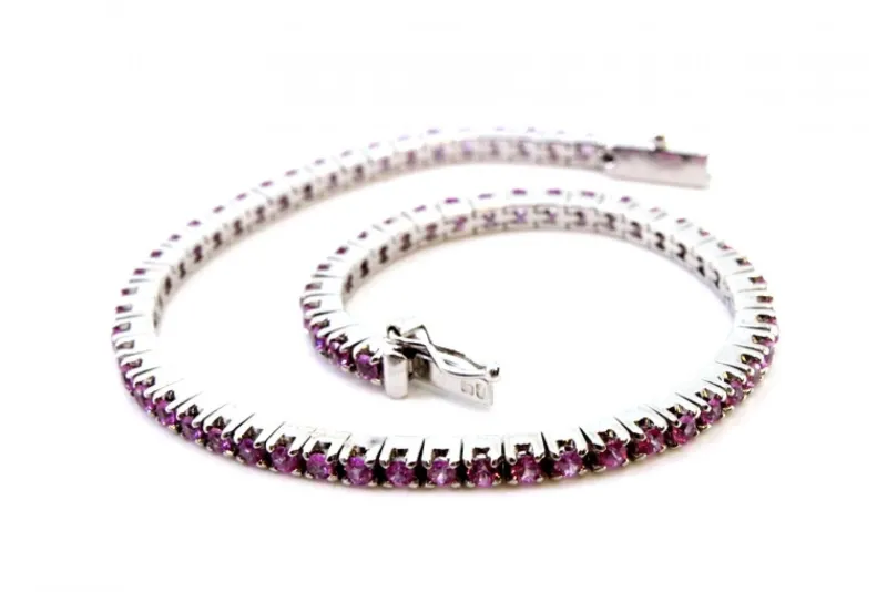 Pamono Rivière Bracelet in White Gold with Calibrated Synthetic Rubies> Bracelets