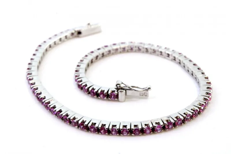 Pamono Rivière Bracelet in White Gold with Calibrated Synthetic Rubies> Bracelets