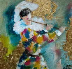 Pamono Rivolta, Harlequin, 20th Century, Mixed Media Painting, Framed> Painting