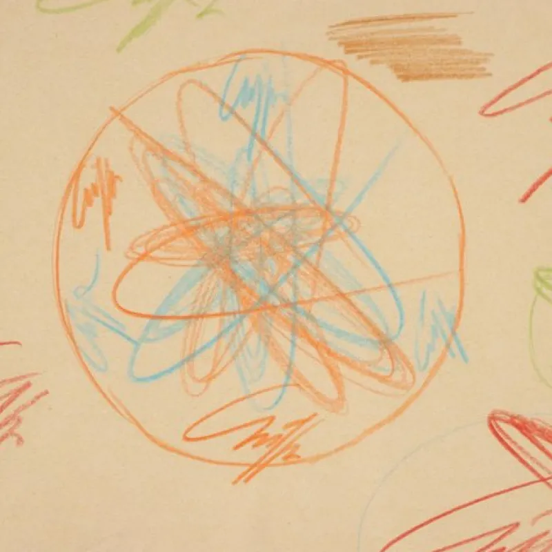 Hot Pamono Roberto Crippa, Modern Composition, Crayon Drawing on Paper, 1969, Framed