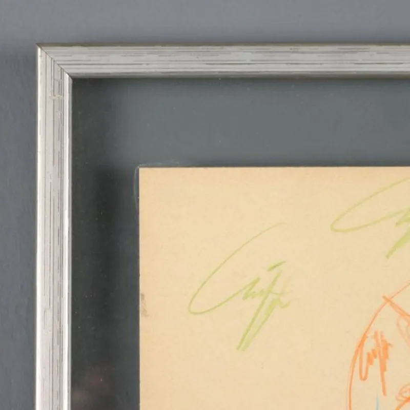 Hot Pamono Roberto Crippa, Modern Composition, Crayon Drawing on Paper, 1969, Framed