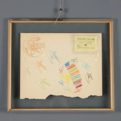 Hot Pamono Roberto Crippa, Modern Composition, Crayon Drawing on Paper, 1969, Framed