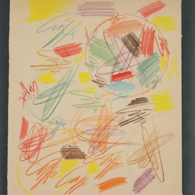 Pamono Roberto Crippa, Modern Composition, Pastel Drawing on Paper, Framed> Work On Paper