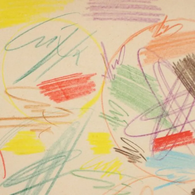 Pamono Roberto Crippa, Modern Composition, Pastel Drawing on Paper, Framed> Work On Paper