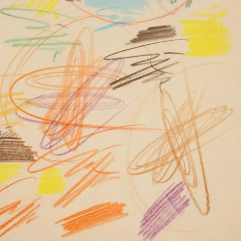 Pamono Roberto Crippa, Modern Composition, Pastel Drawing on Paper, Framed> Work On Paper