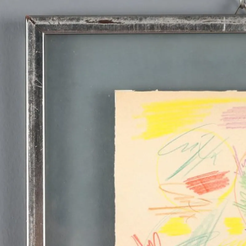 Pamono Roberto Crippa, Modern Composition, Pastel Drawing on Paper, Framed> Work On Paper