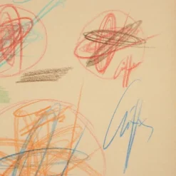 Pamono Roberto Crippa, Modern Composition, Crayon Drawing on Paper, 1969, Framed><noscript><img width=
