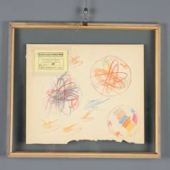 Pamono Roberto Crippa, Modern Composition, Crayon Drawing on Paper, 1969, Framed><noscript><img width=
