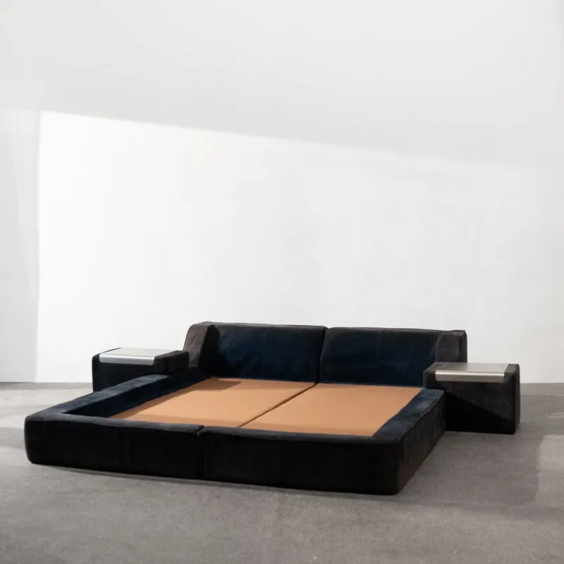 Pamono Roche Bobois Suede Bed Frame, 1970s> Daybeds & Chaises Lounges