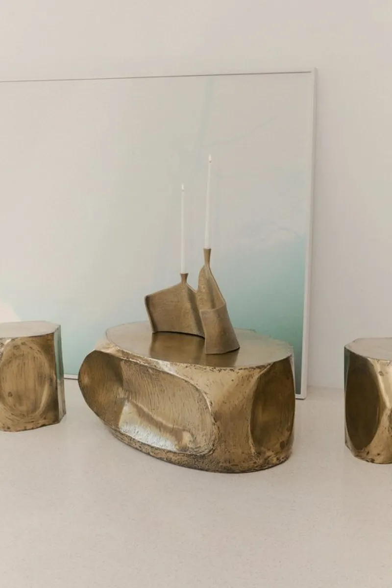 Sale Pamono Rocher Medium Decorative Table in Brass by Atelier Ellery