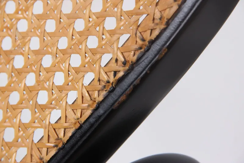 Clearance Pamono Rocking Chair in Black Lacquered Wood and French Wicker in the style of Thonet, 1970s