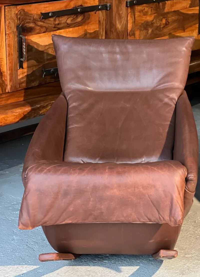 Pamono Rocking Chair in Brown Leather from de Sede, Switzerland, 1970s> Rocking Chairs