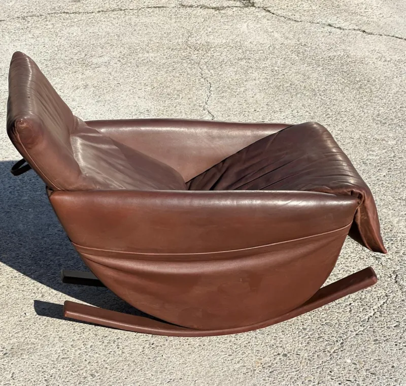 Pamono Rocking Chair in Brown Leather from de Sede, Switzerland, 1970s> Rocking Chairs