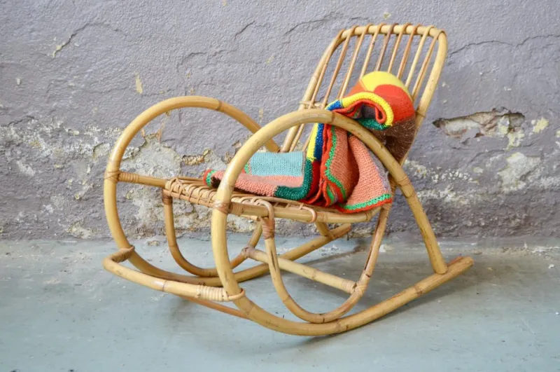 Pamono Rocking Chair in Rattan> Rocking Chairs