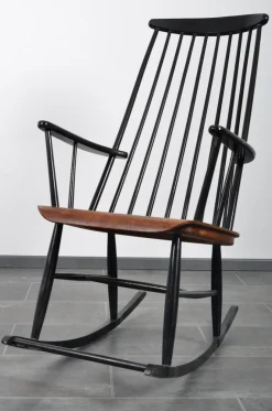 New Pamono Rocking Chair in Solid Teak by Ilmari Tapiovara for Asko