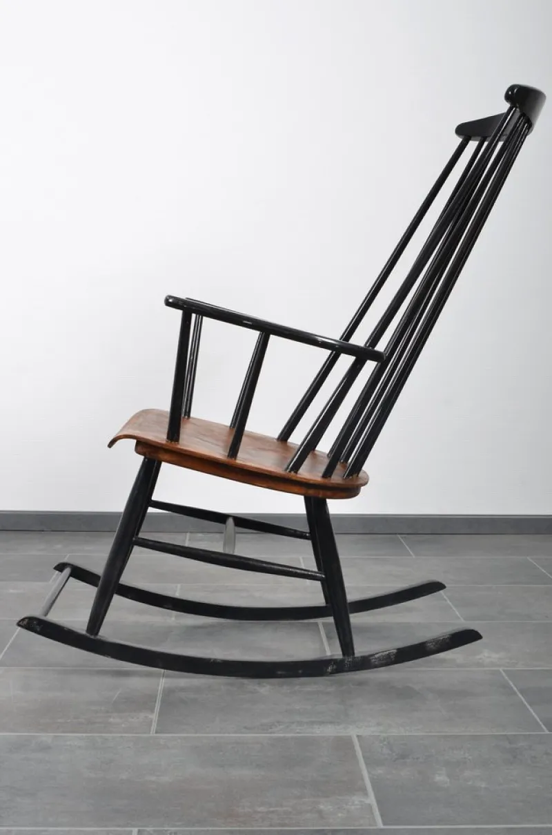 New Pamono Rocking Chair in Solid Teak by Ilmari Tapiovara for Asko