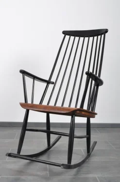 New Pamono Rocking Chair in Solid Teak by Ilmari Tapiovara for Asko