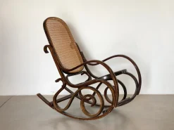 New Pamono Rocking Chair in Wood and Straw, 1960s