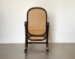 New Pamono Rocking Chair in Wood and Straw, 1960s