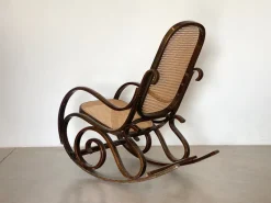 New Pamono Rocking Chair in Wood and Straw, 1960s
