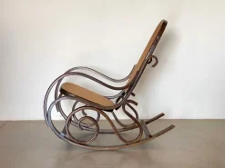 New Pamono Rocking Chair in Wood and Straw, 1960s