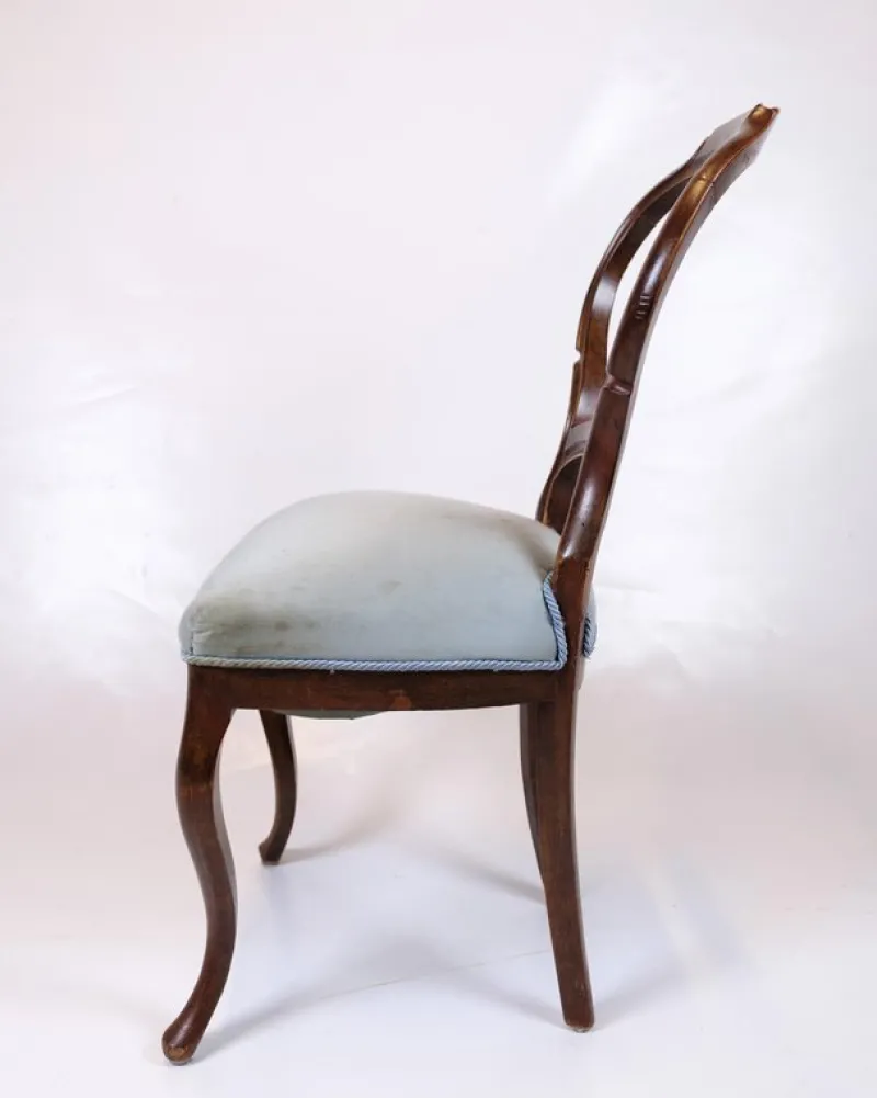 Online Pamono Rococo Chairs in Mahogany and Light Blue Fabric, 1860s, Set of 2