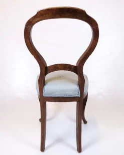 Online Pamono Rococo Chairs in Mahogany and Light Blue Fabric, 1860s, Set of 2