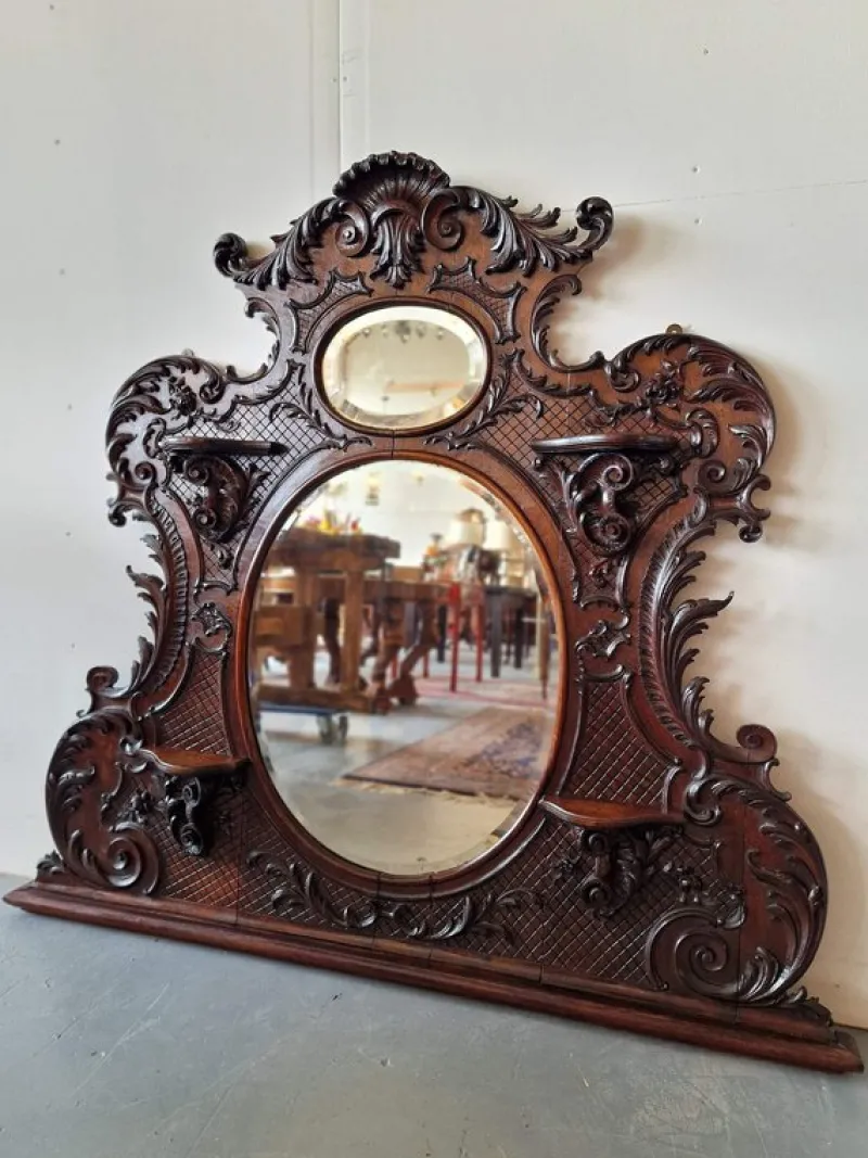 Pamono Rococo Style Mirror in Mahogany> Mirrors