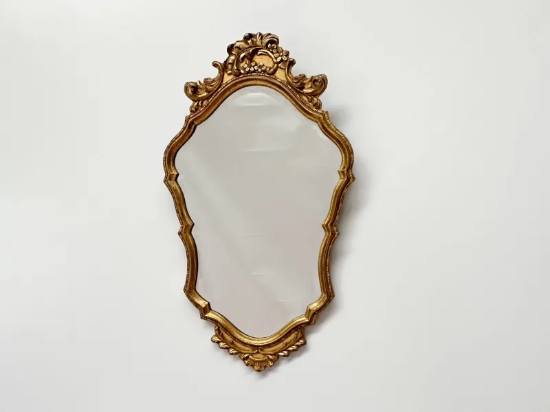 Pamono Rococo Style Ornate Gilt Wall Mirror with Beveled Glass, 1930s> Mirrors