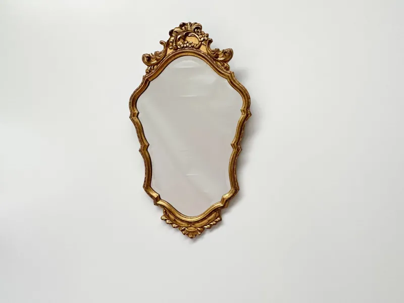 Pamono Rococo Style Ornate Gilt Wall Mirror with Beveled Glass, 1930s> Mirrors