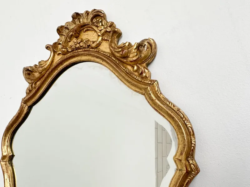 Pamono Rococo Style Ornate Gilt Wall Mirror with Beveled Glass, 1930s> Mirrors