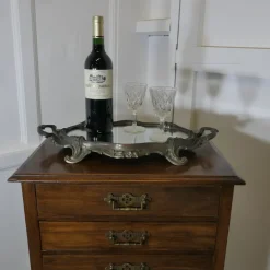 Pamono Rococo Style Silver-Plated Sideboard Mirror Tray><noscript><img width=
