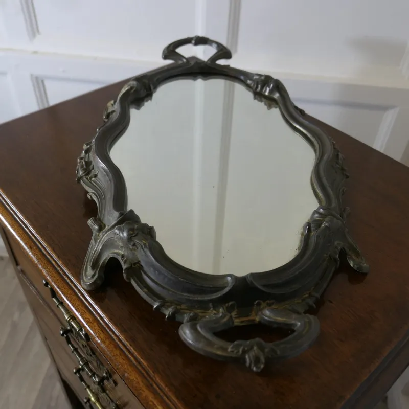 Pamono Rococo Style Silver-Plated Sideboard Mirror Tray> Trays
