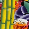 Clearance Pamono Rodriguez, African Fruit Market, Acrylic on a Stretched Canvas, 1990s