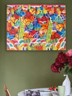 Clearance Pamono Rodriguez, African Fruit Market, Acrylic on a Stretched Canvas, 1990s