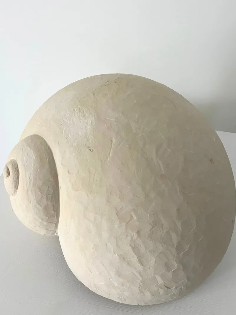 Pamono Roger Denton, Large Hand Carved Shell Sculpture, 2000s, Limestone> Minimalist