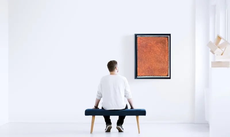 Sale Pamono Rolf Hans, Large Framed Monochrome Oil Pastel on Cardboard, 1986
