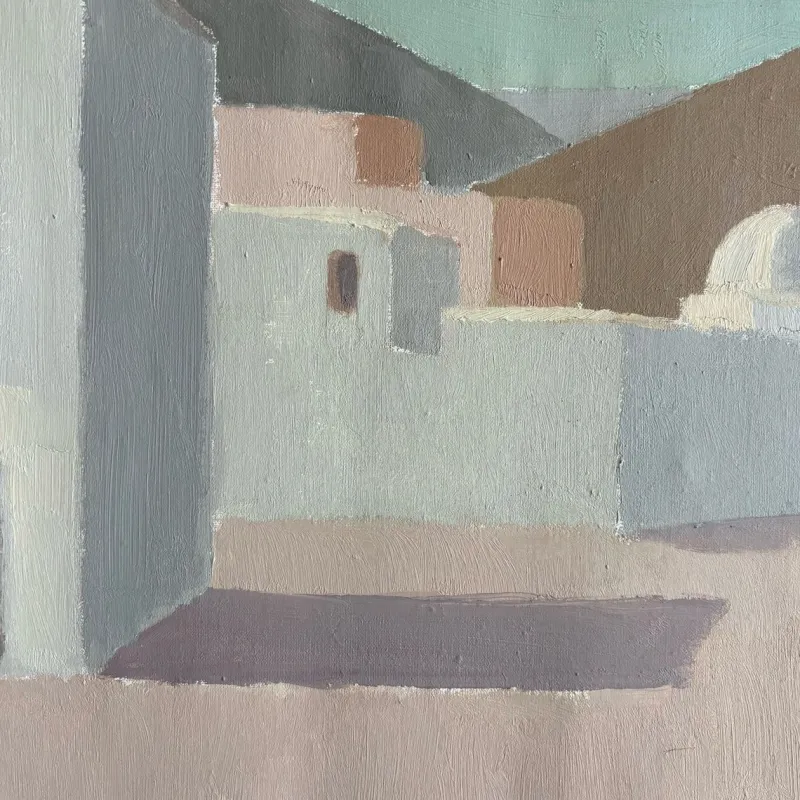 New Pamono Rolf Norrman, Cubic Houses, Spain, 1960, Oil on Canvas, Framed