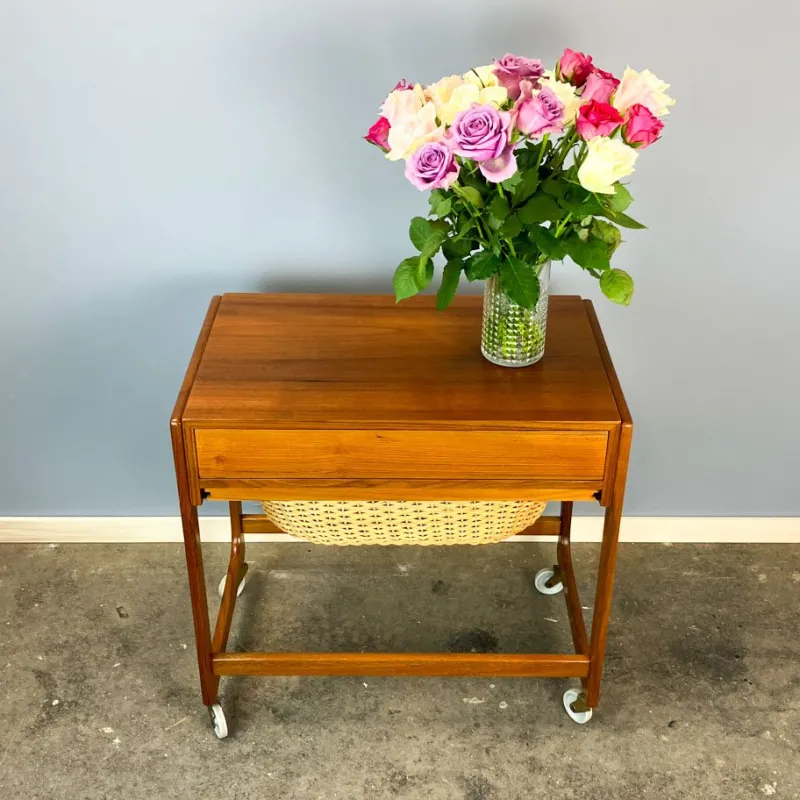 Pamono Rollable Sewing Box in Teak by BR Gelsted Denmark, 1960s> Trunks Crates & Baskets