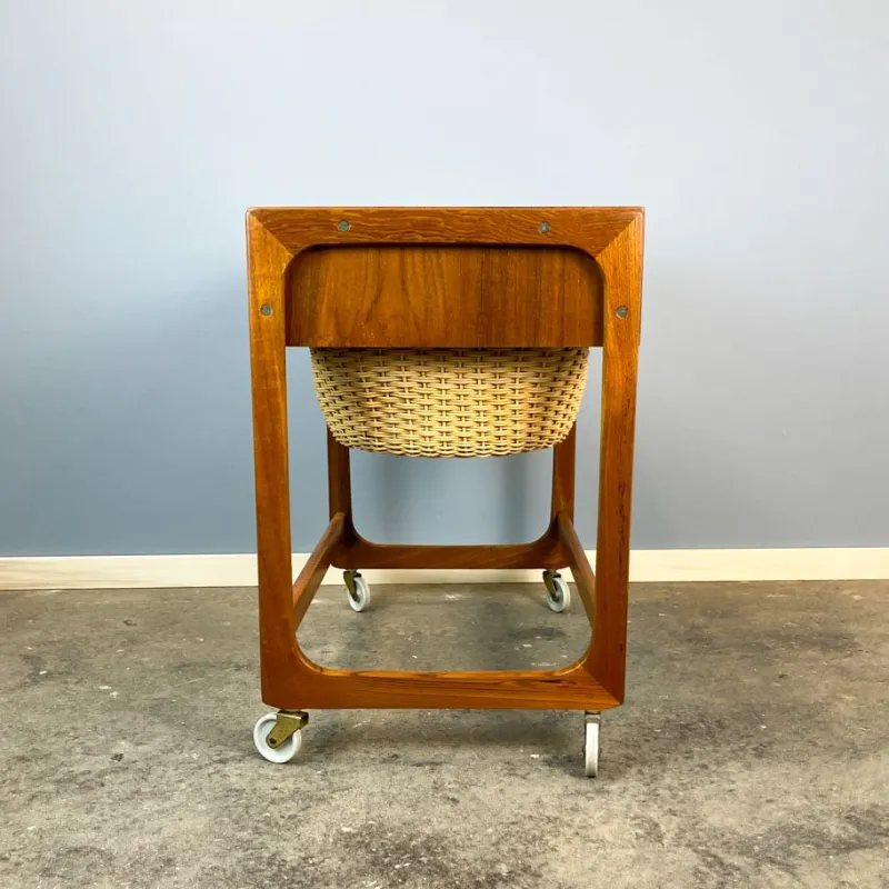 Pamono Rollable Sewing Box in Teak by BR Gelsted Denmark, 1960s> Trunks Crates & Baskets